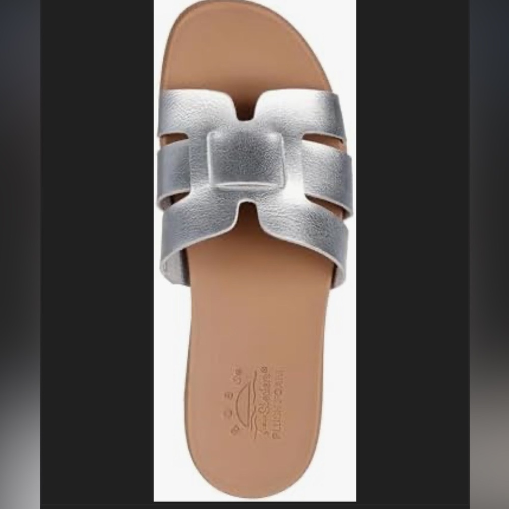 BOBS from Skechers Metallic Silver Slide Sandals - Picture 6 of 8